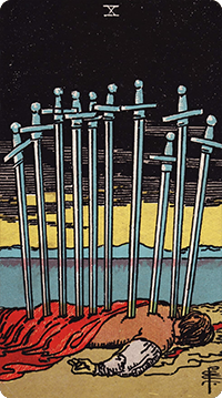 10 of Swords Tarot card meaning